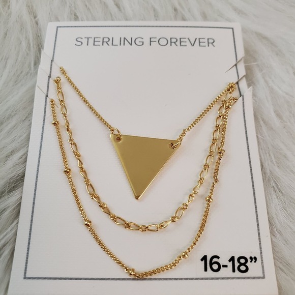 Triple Layer Geometric Gold Plated Necklace - Picture 4 of 4